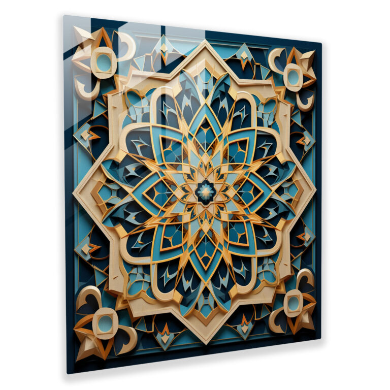 Kutsal Kuran Cam Tablo - Geometrik İslam Sanatı - Modern Sanat Ev Dekorasyonu