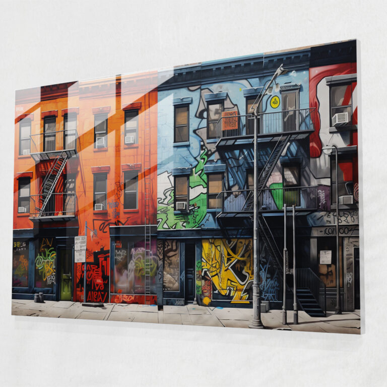 Harlem Cam Sanatı - Şehir İzleri Graffiti - Harlem Cam Tablo Cam Duvar Sanatı Yaratıcılık