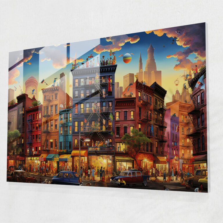 Harlem Ev Dekorasyonu - Canlı Fantastik Harlem Atmosferi Cam Tablo