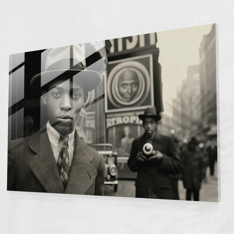 Harlem Cam Tablosu - Vintage Siyah ve Beyaz - Harlem Cam Duvar Sanatı Tarih Cam Tablo