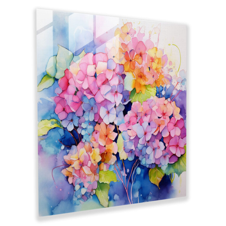 Hortensia Cam Tablo Sanatı - Canlı Renklerle Duvar Dekorasyonu