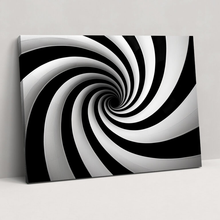 Hipnoz Duvar Sanatı - Kanvas Tablo Hipnoz Hipnotik Spiral Siyah ve Beyaz