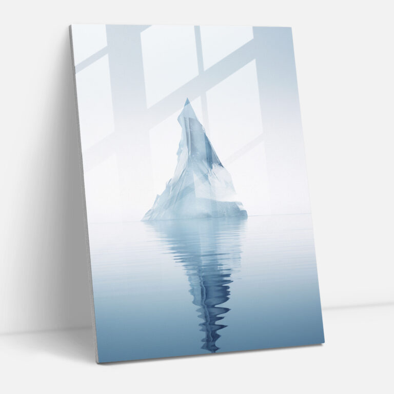 Minimalist Buzdağı Cam Tablo - Buzdağı Sanatsal Huzur Barış