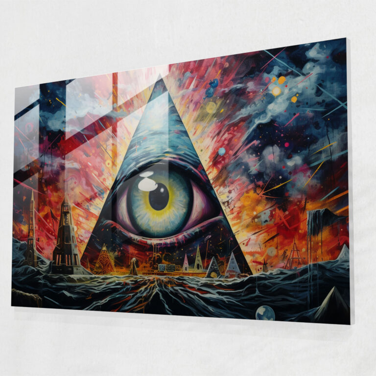 Illuminati İfadeci Cam Tablo - İlluminati İfadeci Resim Cam Tablo Cam Duvar Sanatı