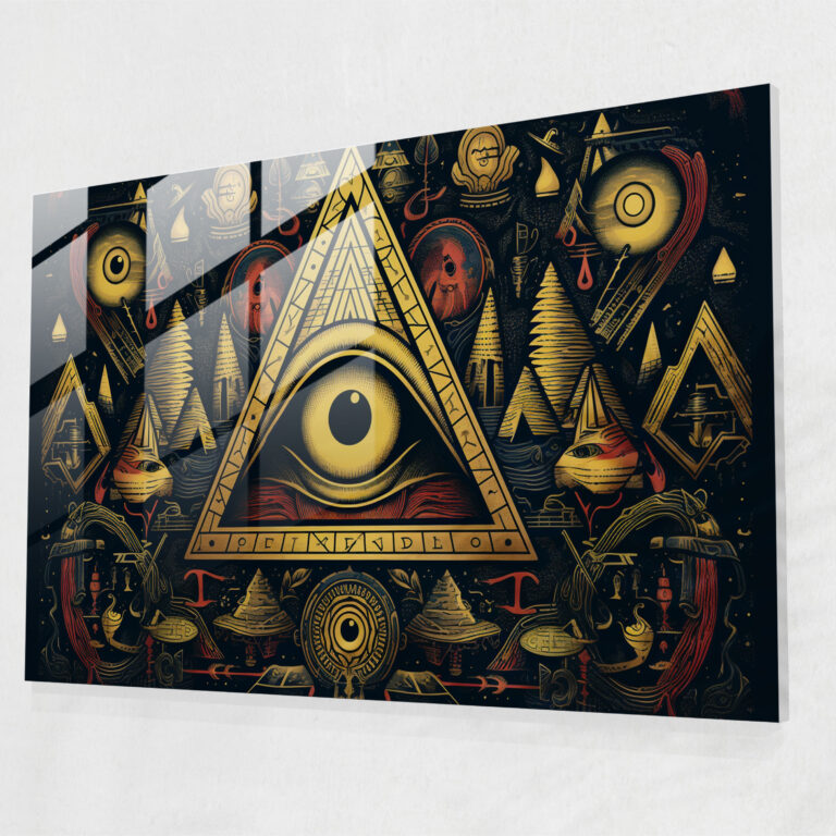 Illuminati Sembolleri Cam Tablo - Ev Dekorasyonu Duvar Dekorasyonu