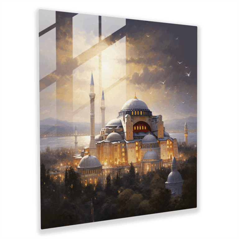 Gizemli Cam Tablo - Ayasofya Manzaralı - Cam Duvar Sanatı Ev Dekorasyonu
