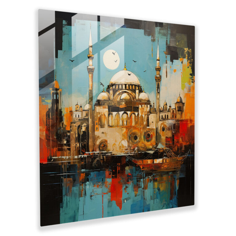 Canlı Cam Tablo - İstanbul Soyut İfade - Cam Duvar Sanatı Ev Dekorasyonu
