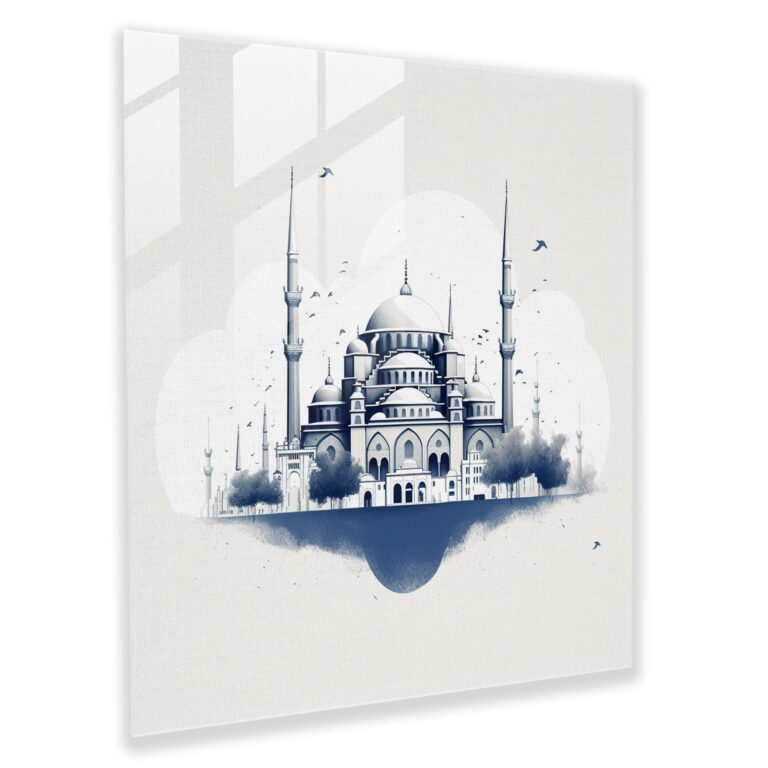 Sakinlik Harmonisi Cam Tablo - Minimalist Sultanahmet Camii Duvar Dekoru