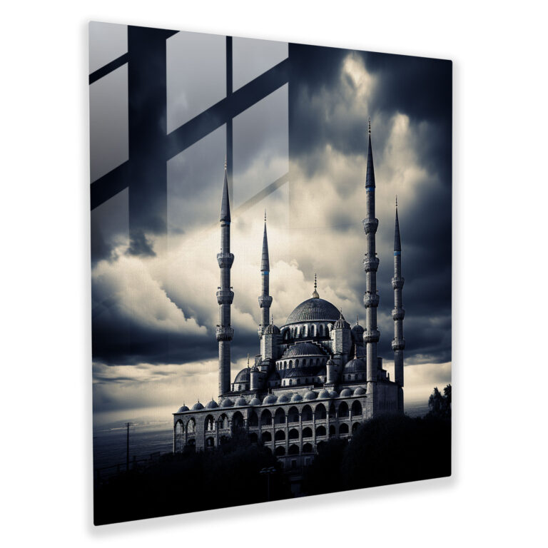 Efsanevi İstanbul Manzaraları Cam Tablo: Monokrom Mimarî Fotoğrafçılık Modern Duvar Sanatı Dekorasyonu