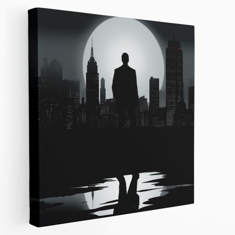 Minimalist Siyah Beyaz Film Noir James Bond Kanvas Tablo