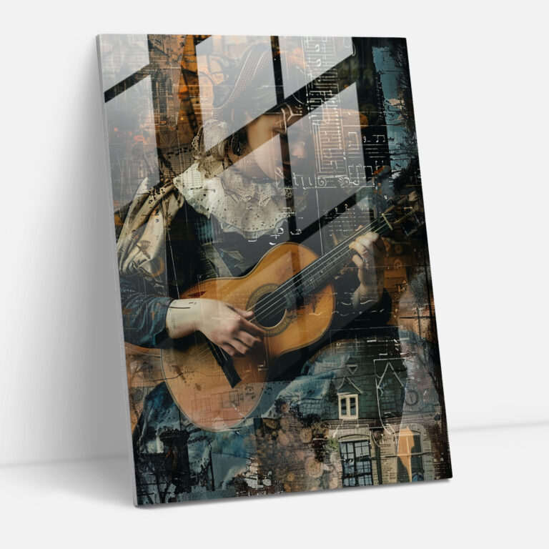 Johannes Vermeer Cam Tablosu - Müzik Yapan Kadın - Modern Sanat Cam Tablo Johannes Vermeer