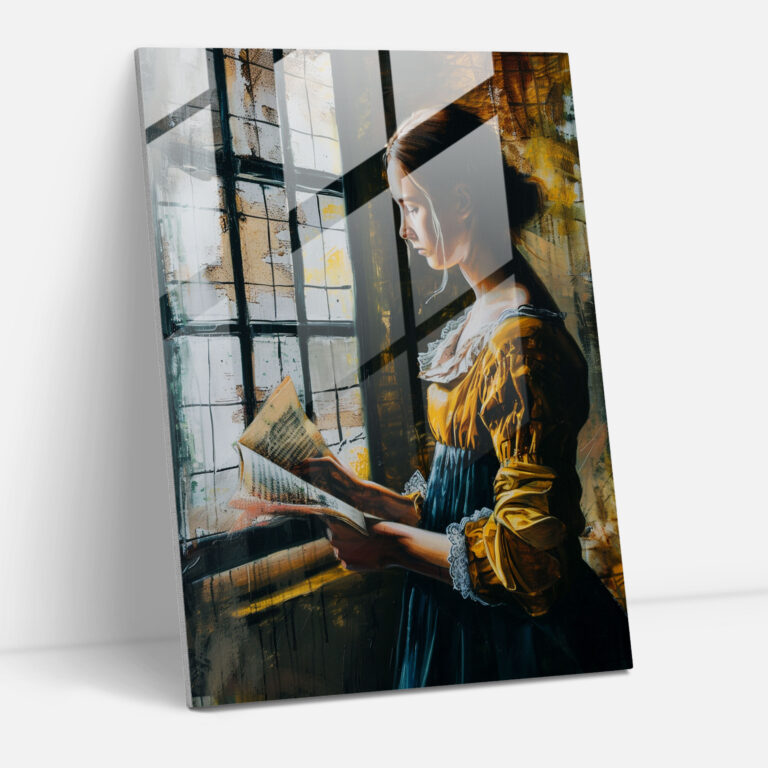 Johannes Vermeer Cam Tablo - Duvar Dekorasyonu Ev Dekorasyonu Cam Sanatı