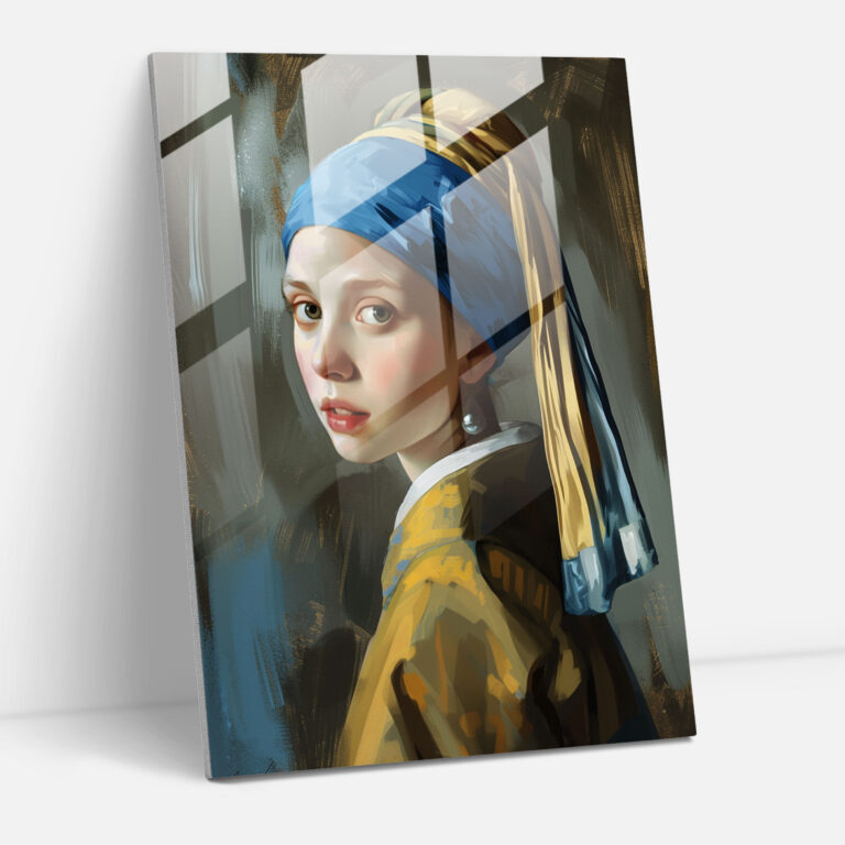 İnci Küpeli Kız Cam Tablo Sanatı - Johannes Vermeer Duvar Dekorasyonu Modern Sanat