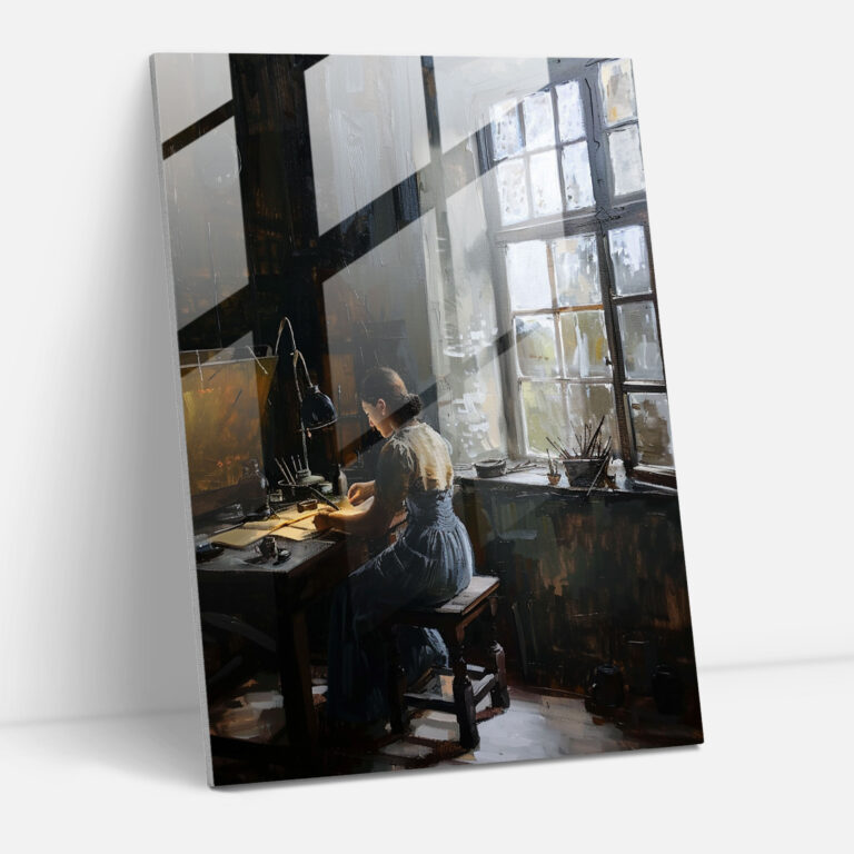 Johannes Vermeer Cam Tablo - Ustalık Atölyesi Cam Duvar Sanatı - Johannes Vermeer Ev Dekorasyonu Modern Sanat