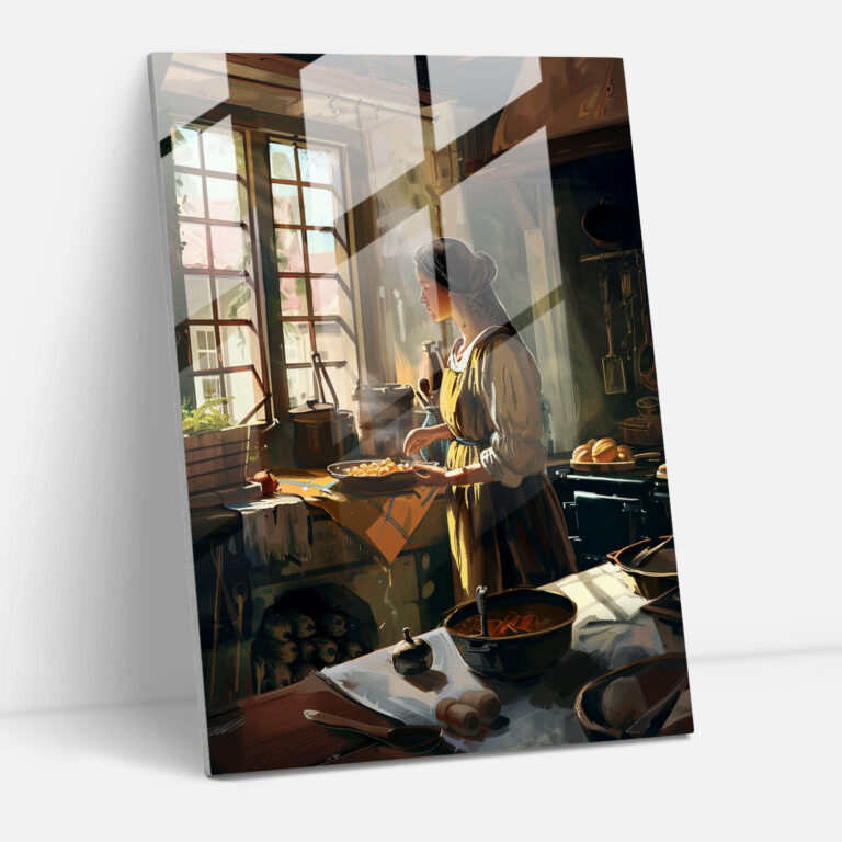 Johannes Vermeer Cam Tablo - Büyüleyici Mutfak Cam Duvar Sanatı - Johannes Vermeer Modern Sanat Ev Dekorasyonu Cam Duvar Sanatı