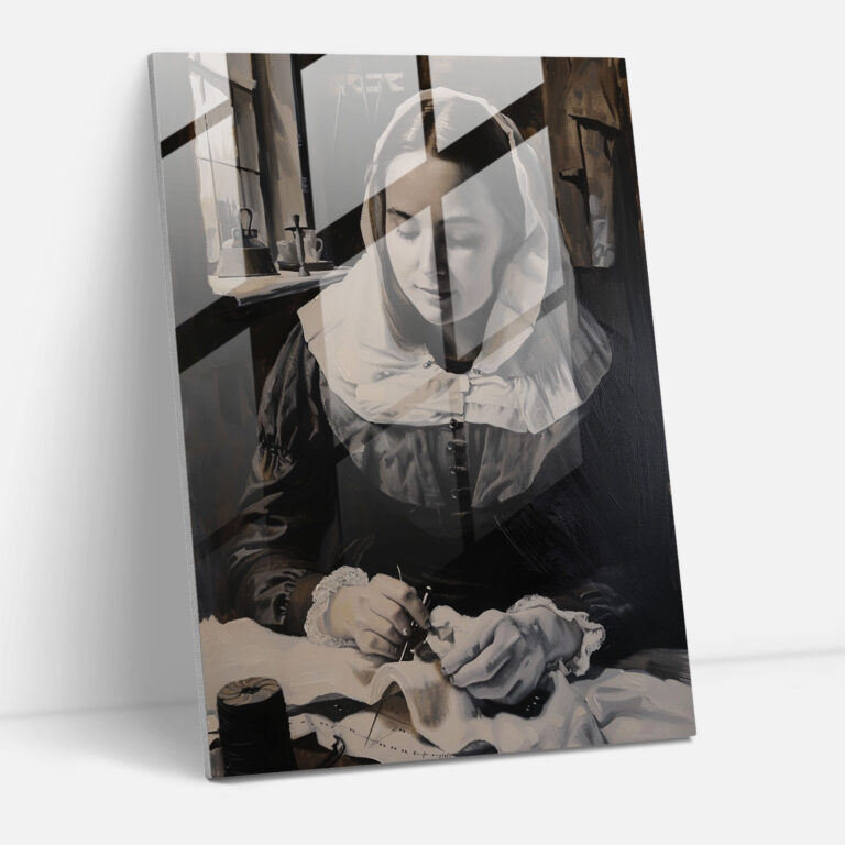 Johannes Vermeer Duvar Dekorasyonu - Dikiş Yapan Kadın - Kanvas Tablo Modern Sanat
