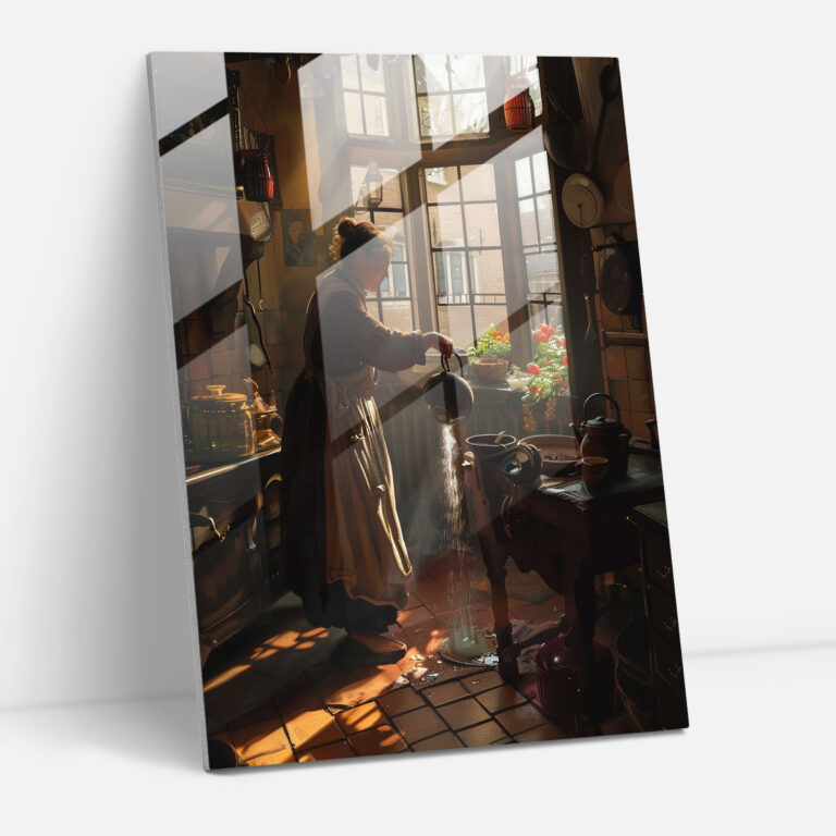 Johannes Vermeer Duvar Dekorasyonu - Modern Sanat Cam Tablo Cam Duvar Sanatı