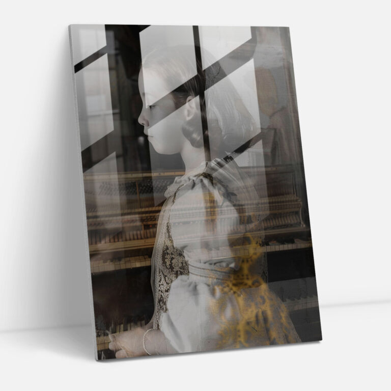 Johannes Vermeer Ev Dekorasyonu - Klavsen Başında Genç Kız - Modern Sanat Cam Tablo