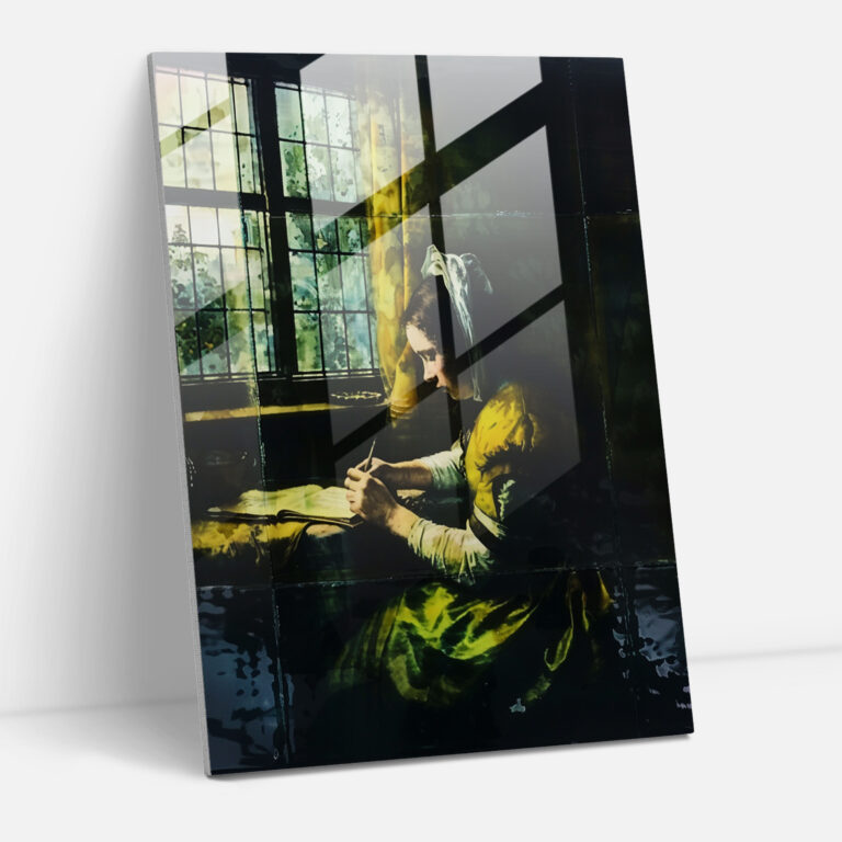 Johannes Vermeer Cam Tablo Sanatı - Mektup Yazan Kadın - Modern Sanat Cam Sanatı