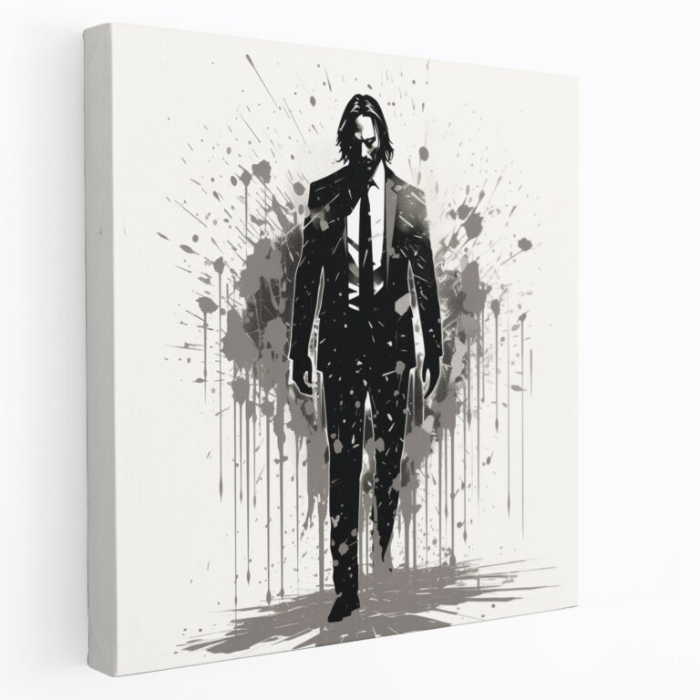 John Wick Duvar Dekorasyonu - Dayanıklı Siluet - John Wick Ev Dekorasyonu Minimalist Siyah ve Beyaz Eskiz Duvar Dekorasyonu