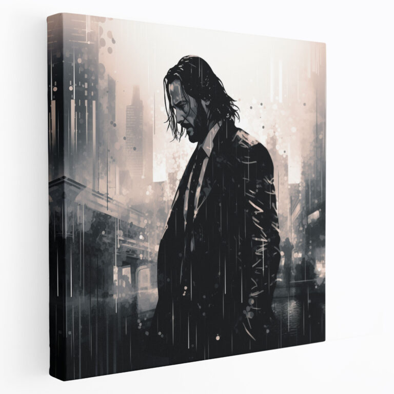 John Wick Dijital Duvar Sanatı - Noir Ustalık Gizem Siyah ve Beyaz