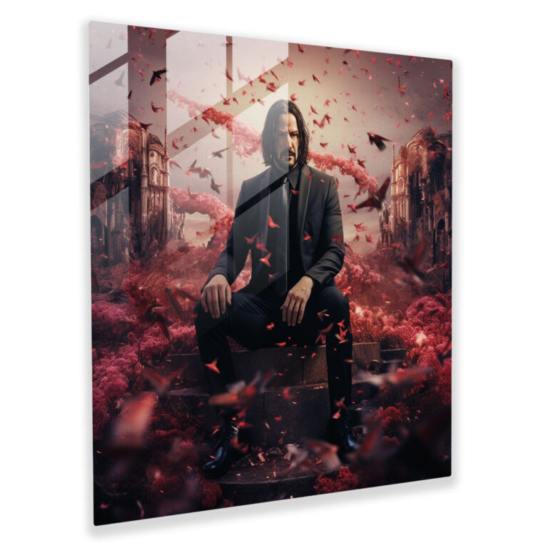 John Wick Sürreal Karışık Medya Cam Tablo - Duvar Dekorasyonu Cam Tablo