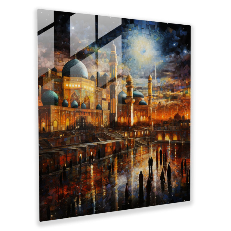 Etkileyici Kaaba Mozaik Cam Tablo - Kaaba Cam Sanatı Modern Sanat