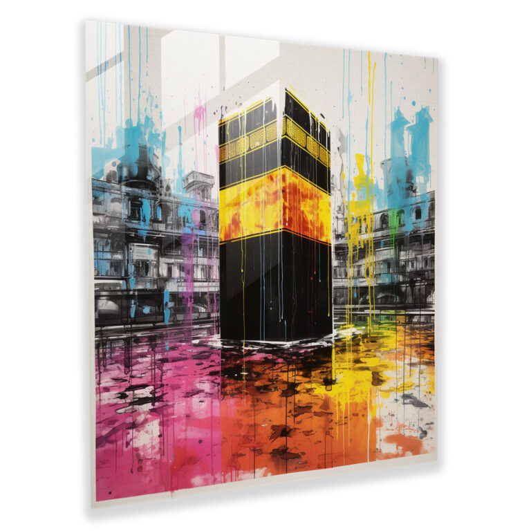 Pop Art Kaabe Cam Tablo - Canlı ve Cesur Tasarım