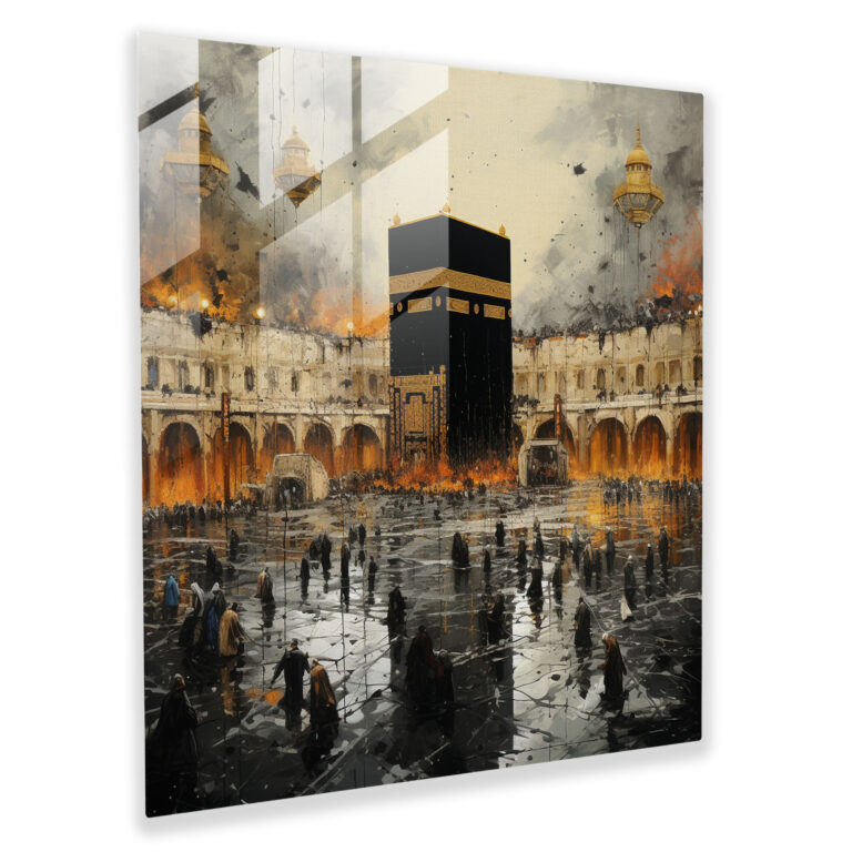 Kaaba Fusion Cam Tablo - Kaaba Tasarımı Cam Tablo Duvar Sanatı