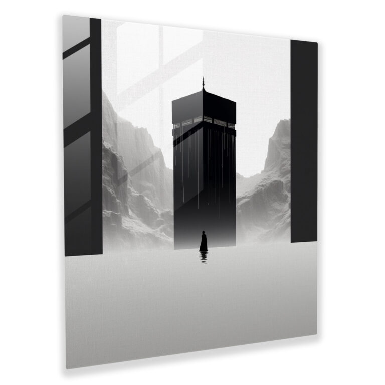 Kaaba Siluet Cam Tablo - Ev Dekorasyonu Cam Sanatı Minimalist