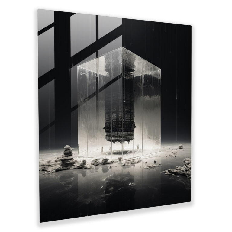 Kaaba Minimalist Cam Tablo - Cam Sanat Minimalist Tasarım