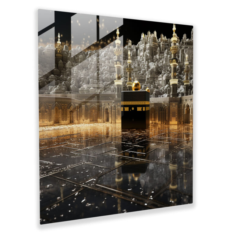 Kaaba Cam Tablo - Altın İhtişam - Kaaba Cam Tablo Cam Sanat