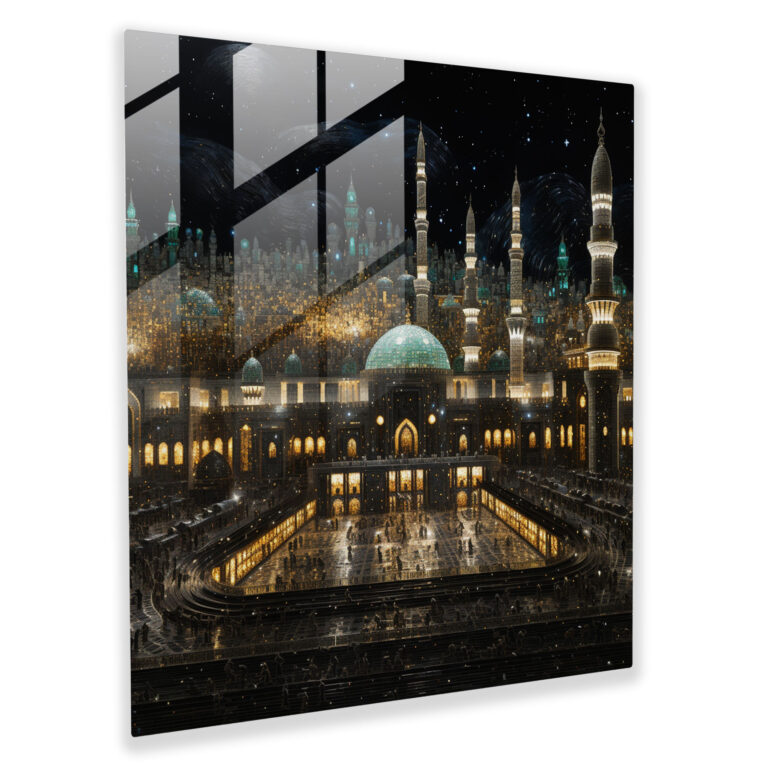 Mozaik Cam Tablo - İslam Kâbe - Ev Dekorasyonu Cam Sanatı Cam Duvar Sanatı