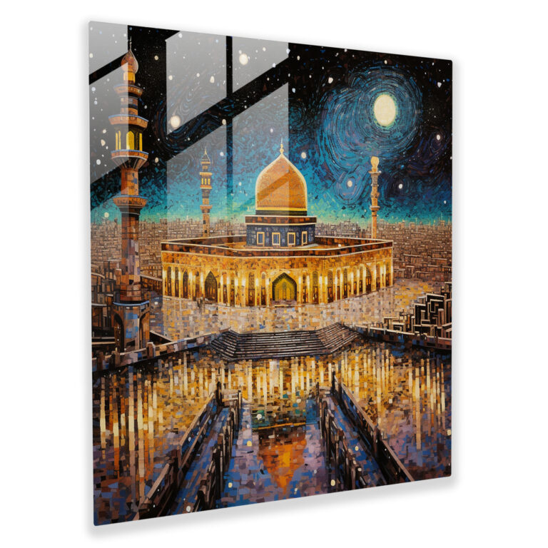 Mozaik Cam Tablo - Kaaba - İnce Detaylar İslam Sanatı Cam Duvar Sanatı