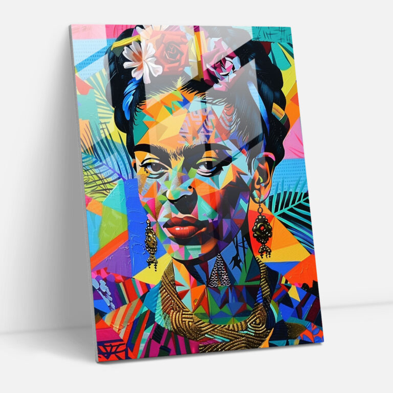 Geometrik Uyum Cam Duvar Sanatı - Frida Kahlo Eserleri Sanatsal Dokunuş Cam Duvar Sanatı Frida Kahlo Tarzı