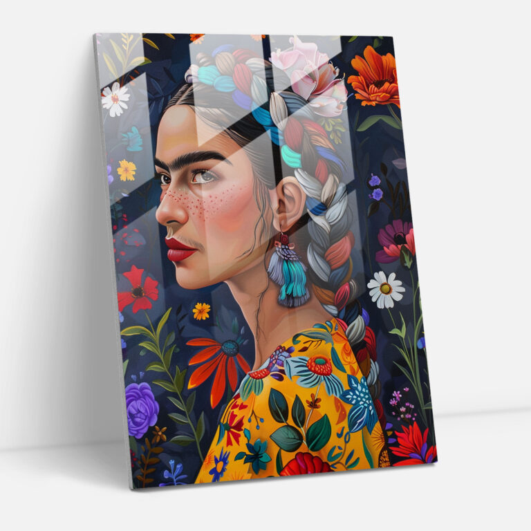 Frida Kahlo Tarzı Cam Tablo - Frida Kahlo Eserleri Cam Duvar Sanatı Ev Dekorasyonu Modern Sanat