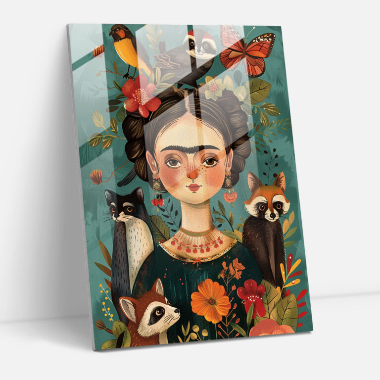 Frida Kahlo Tarzı Modern Sanat - Frida Kahlo Eserleri Cam Tablo Sanatı