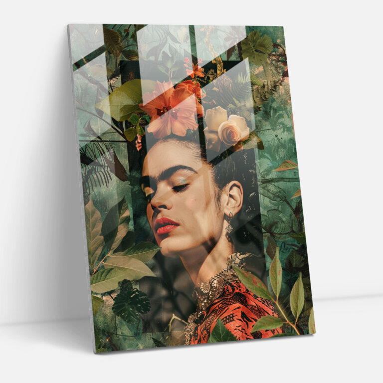 Frida Kahlo Tarzı Cam Duvar Sanatı - Ev Dekorasyonu Cam Tablo Duvar Dekorasyonu