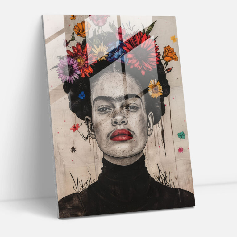 Frida Kahlo Tarzı Cam Tablo - Frida Kahlo Eserleri Ev Dekorasyonu