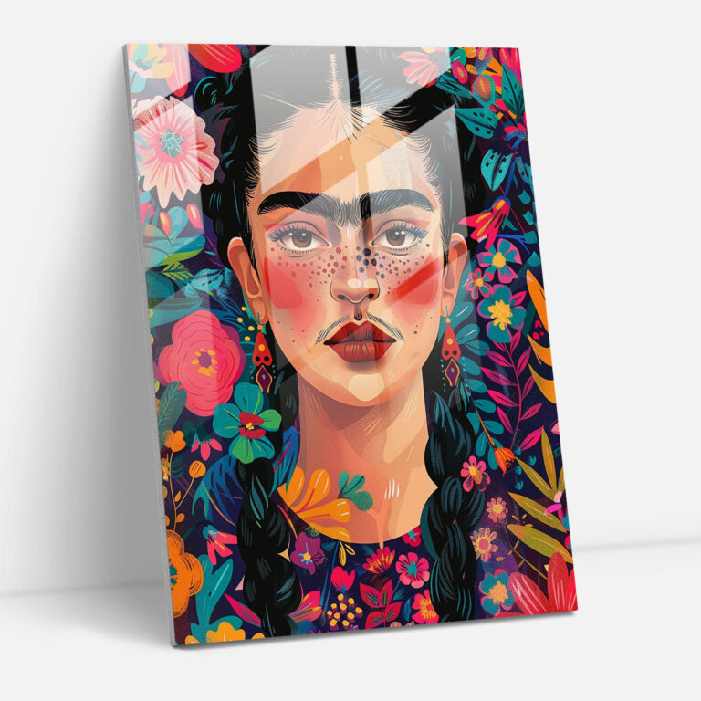 Frida Kahlo Tarzı Cam Tablo - Frida Kahlo Eserleri Modern Sanat Cam Sanatı
