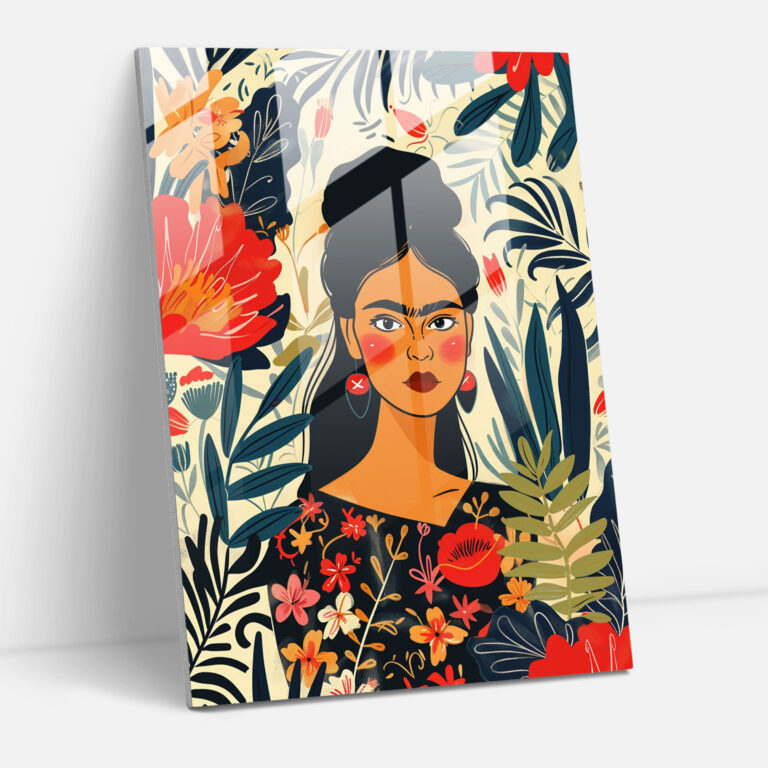 Frida Kahlo Stil Cam Duvar Sanatı - Frida Kahlo Eserleri Cam Duvar Sanatı Frida Kahlo Tarzı Ev Dekorasyonu