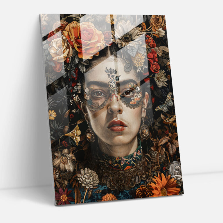 Frida Kahlo Stili Ev Dekorasyonu - Frida Kahlo Eserleri Duvar Dekorasyonu Cam Tablo Sanatı
