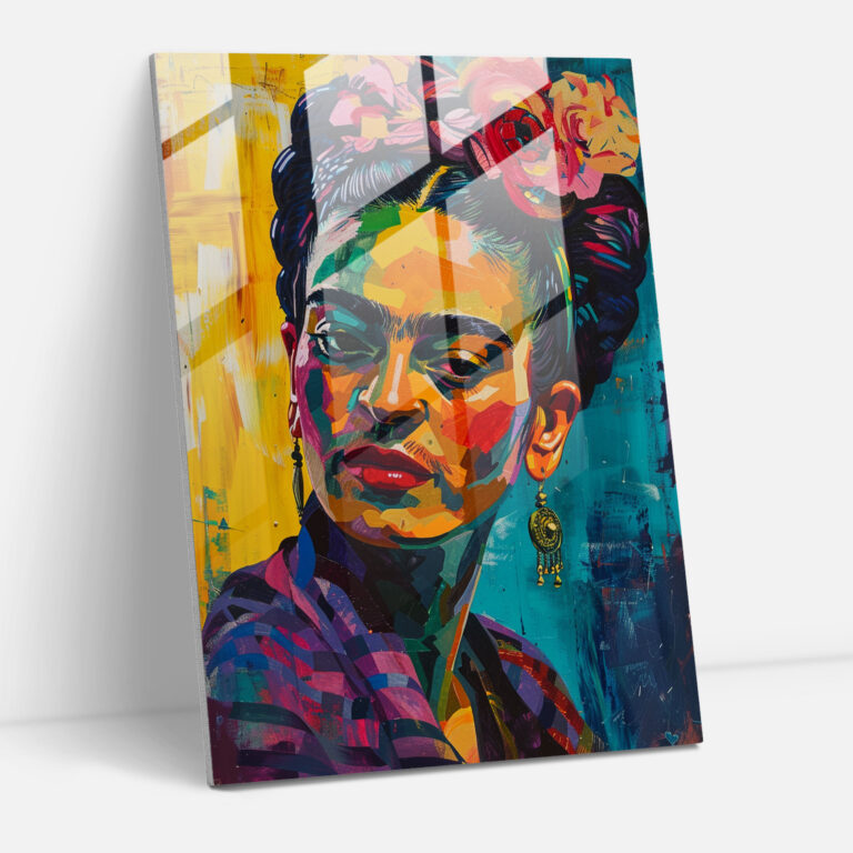Frida Kahlo Tarzı Cam Tablo - Frida Kahlo Eserleri Duvar Dekorasyonu Modern Sanat