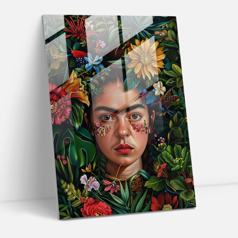 Frida Kahlo Tarzı Duvar Dekorasyonu - Frida Kahlo Eserleri Cam Tablo Sanatı Modern Sanat