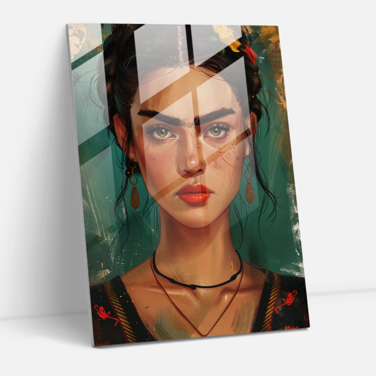 Frida Kahlo Tarzı Cam Tablo - Frida Kahlo Eserleri Duvar Dekorasyonu Cam Tablo Ev Dekorasyonu