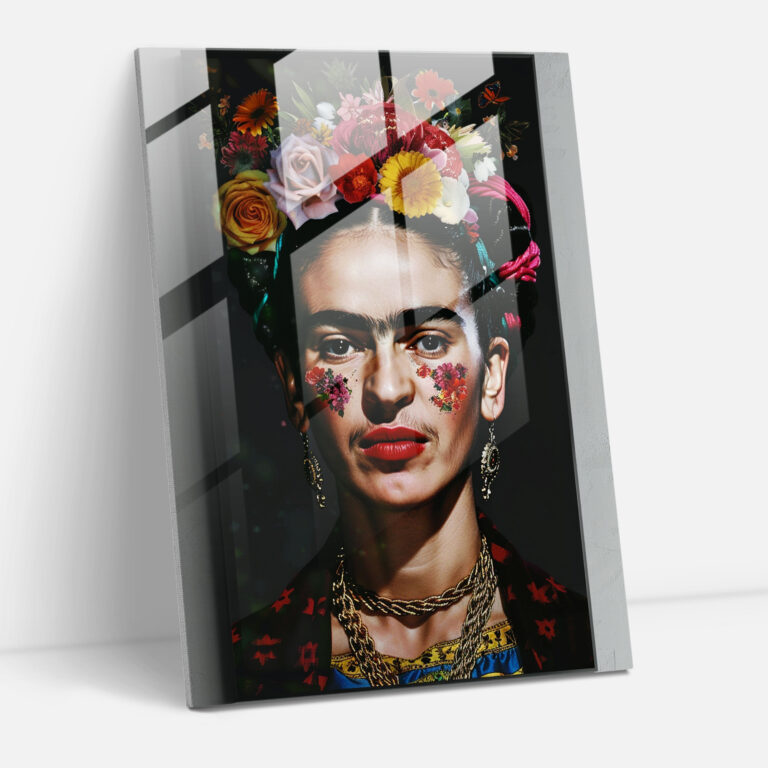 Frida Kahlo Tarzı Cam Tablo - Frida Kahlo Eserleri Cam Sanatı Duvar Dekorasyonu Ev Dekorasyonu