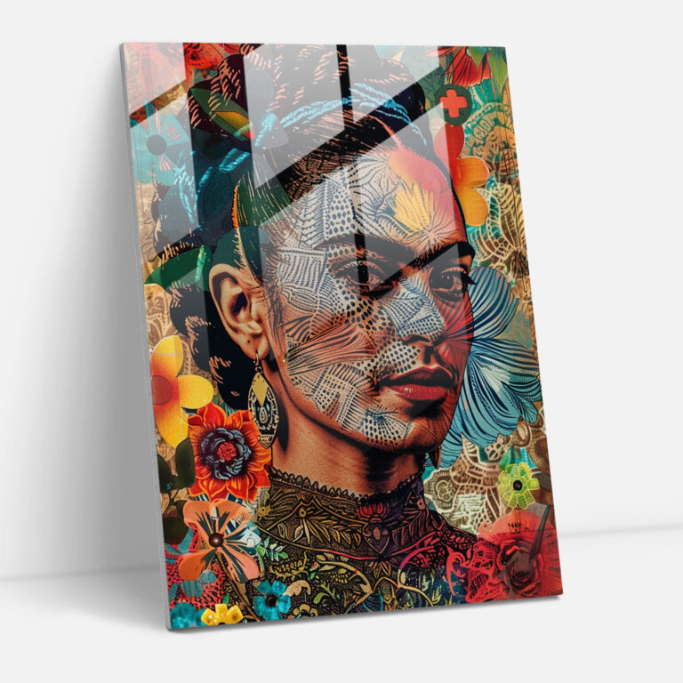 Frida Kahlo Tarzı Cam Tablo - Frida Kahlo Eserleri Cam Duvar Sanatı Duvar Dekorasyonu