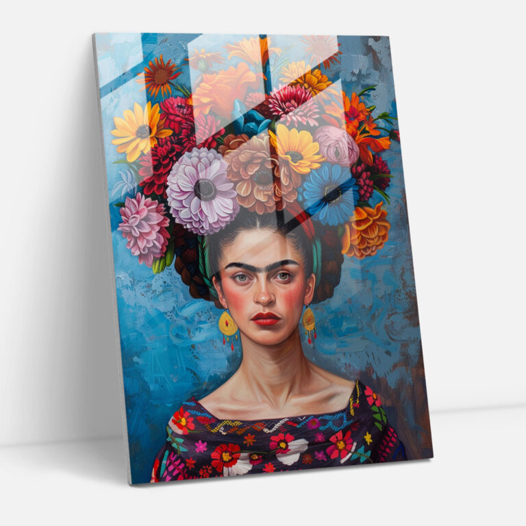 Frida Kahlo Tarzı Cam Tablo - Frida Kahlo Eserleri Duvar Dekorasyonu Modern Sanat