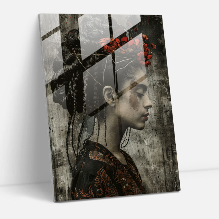 Frida Kahlo Tarzı Cam Tablo Sanatı - Frida Kahlo Eserleri Modern Sanat Cam Tablo