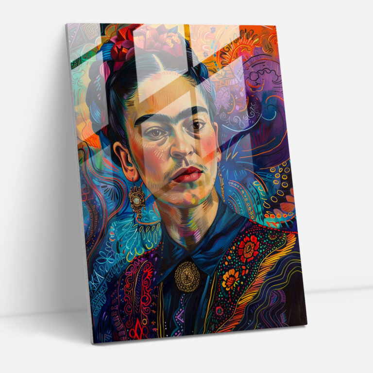 Frida Kahlo Tarzı Cam Tablo - Frida Kahlo Eserleri Canlı Arka Plan Cam Sanatı